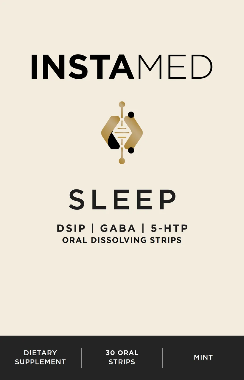 InstaMed SLEEP oral dissolving strips, front of box, 30 count, mint